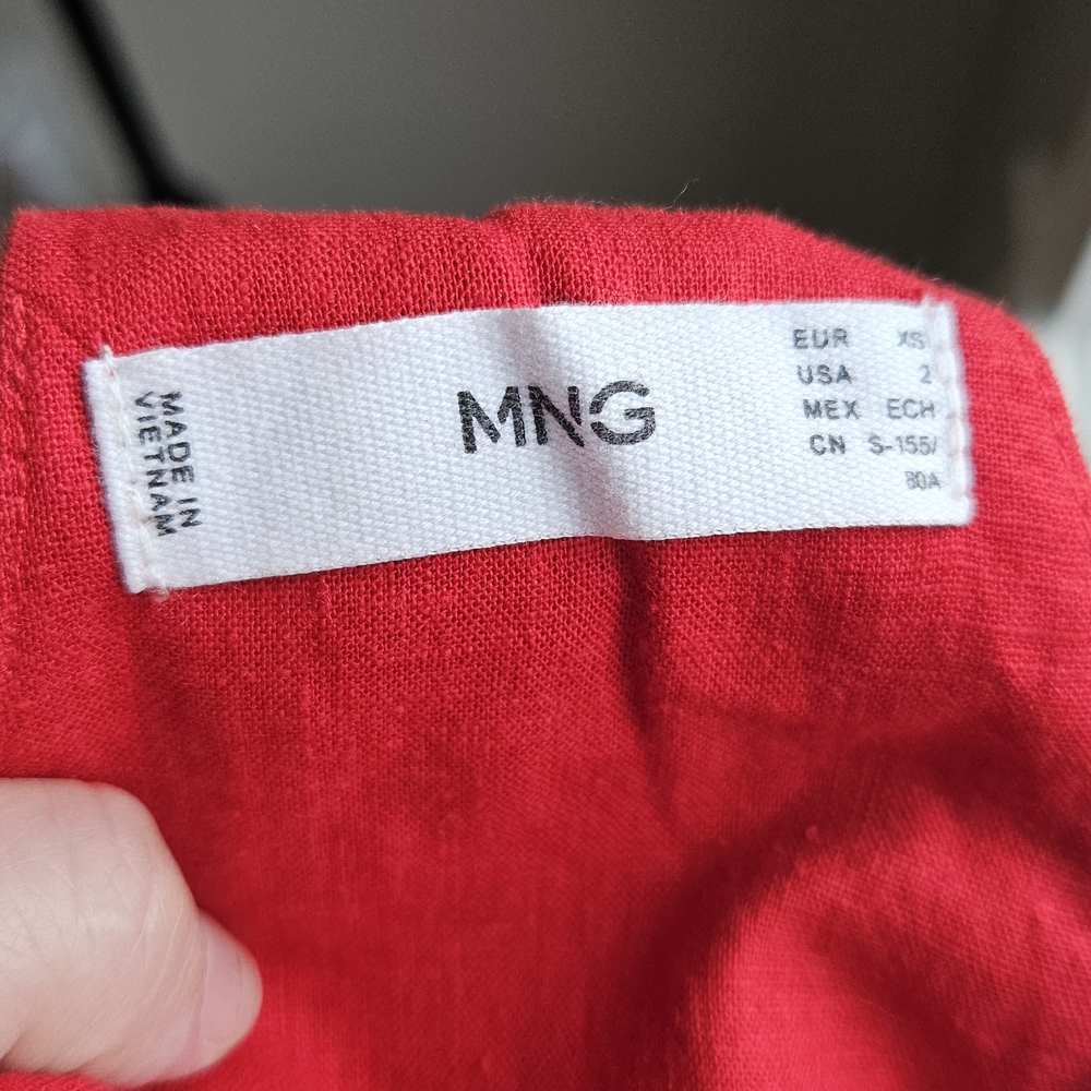 Mango Red V-Neck Midi Dress with Waist Tie - Picture 6 of 7